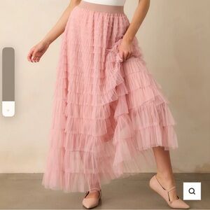 Red Dress Boutique Blush Ruffled Maxi Skirt